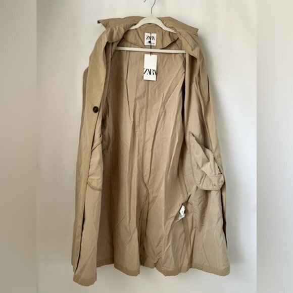🩷 Zara - Women's Oversized Pocket Trench Coat - Beige. Size: M. NWT (1690) - Picture 5 of 16